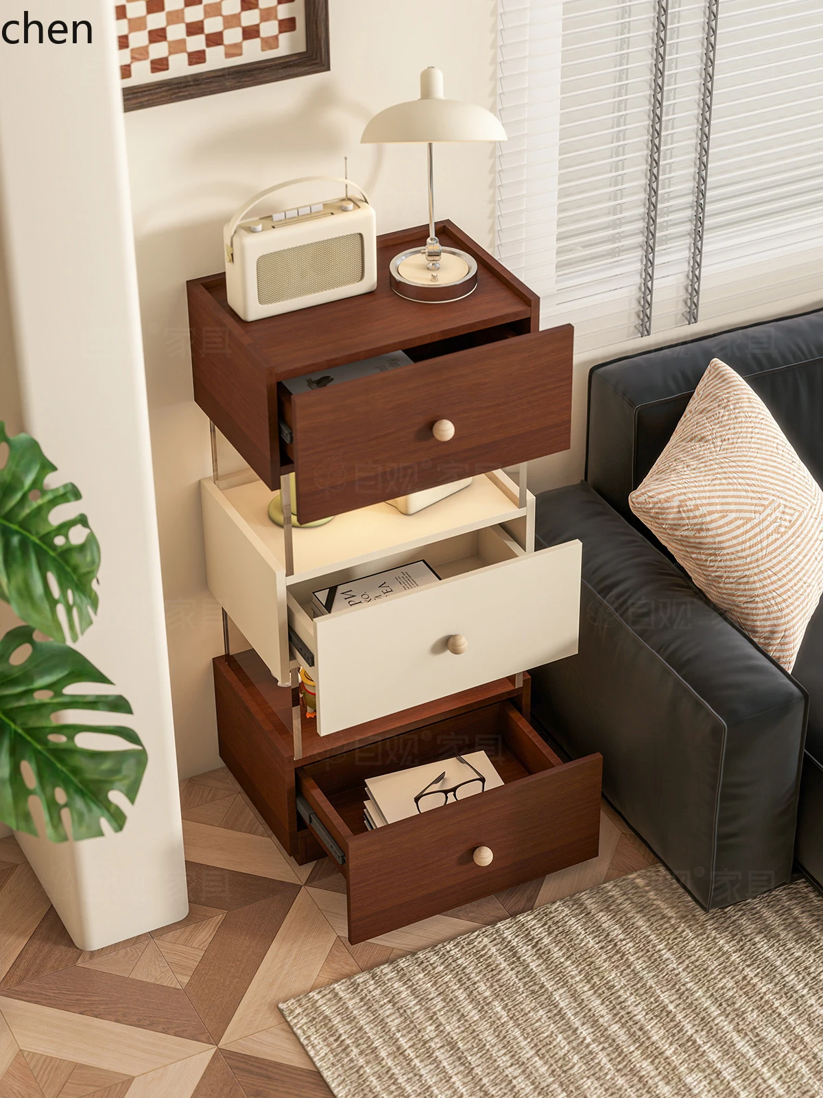 HT Figure Display Cabinet Display Bedroom  Display Rack Living Room Storage Narrow Cabinet Smart Transparent Cabinet
