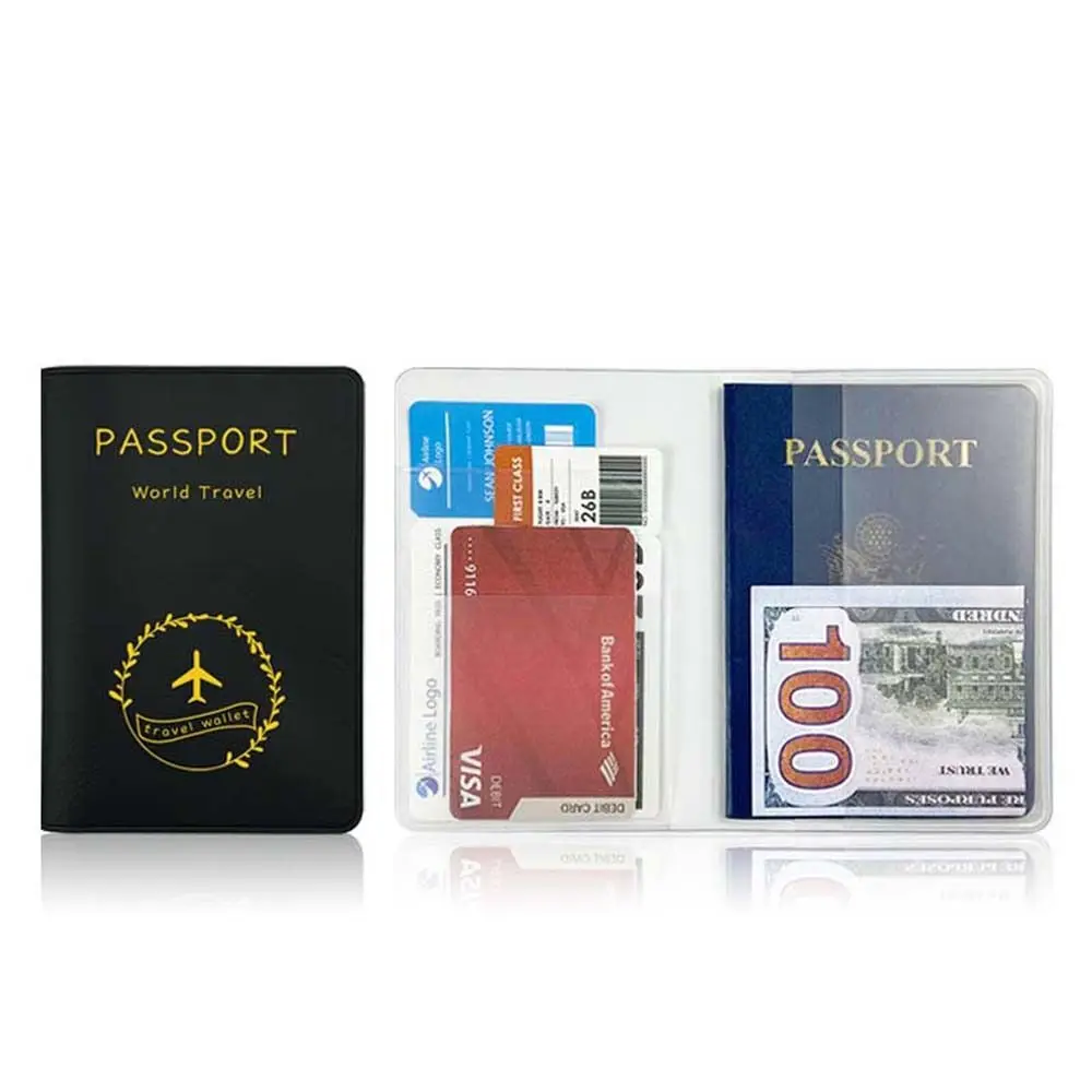 Funda de cuero PU multifunción para pasaporte, monedero, tarjeta de identificación bancaria, soporte para pasaporte, bolsa de almacenamiento de viaje