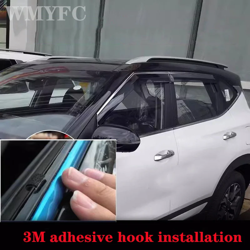 4pcs Window Visors Rain Guard Windows Rain Cover Deflector Awning Shield Vent Guard Shade Cover Trim For Kia Seltos 2020 -2024