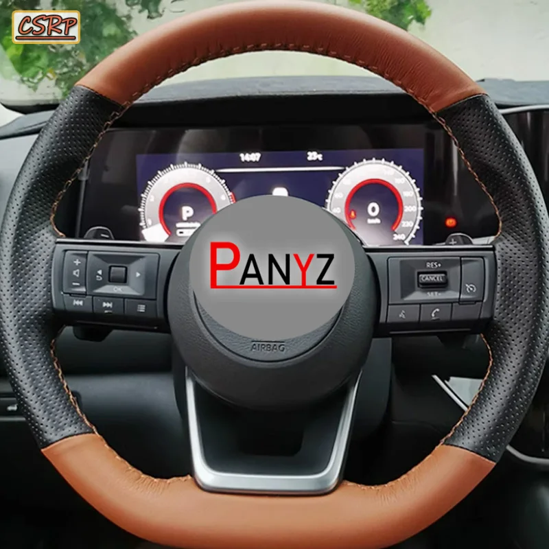 Braid Car Steering Wheel Cover for Nissan X-Trail Rogue Pathfinder Qashqai 2021 2022 2023 Hand Stitched Car Protection Accessory