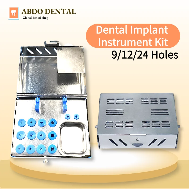 Dental Implant Tool Storage Case Stainless Steel Implant Instrument Sterilization Box for Drill & Screwdriver