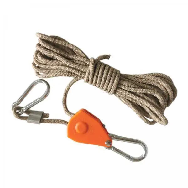 Reflective Tent Wind Rope with Self Locking Pulley Zinc Alloy Carabiner Heavy Duty Guy Line for Tarp Canopy