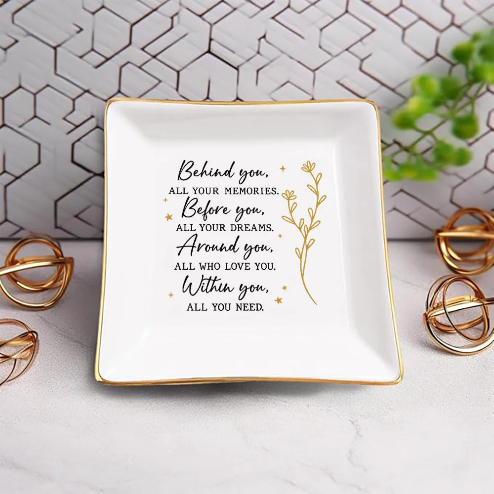 Gift from Mom - Jewelry Dish Ring Trinket Dish - Ideal Gifts for Daughter on Wedding, Mothers' Day - Inspirational Quote Trinket