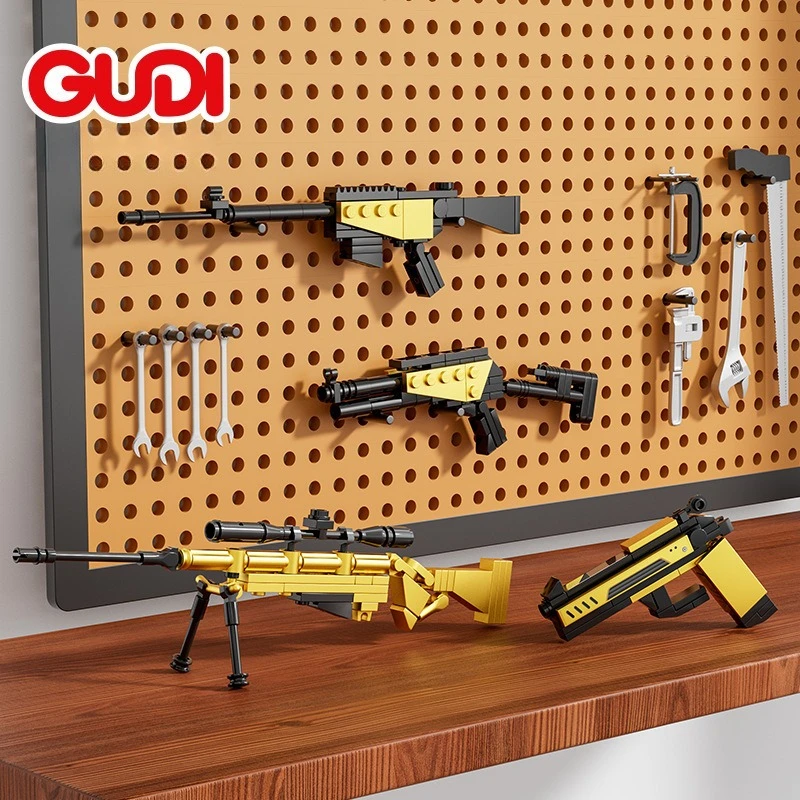 8 IN 1 Military Building Block Gun Small Particle Assembly Revolver Model Collectible Ornaments Boy Birthday Gift 40604