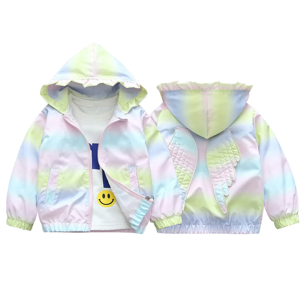 Toddler Kids Boys Hooded Jackets Gradient Colorful Girls Baby Fashion Children Casual Tops for 2-6Years Spring Kids Sports Coat