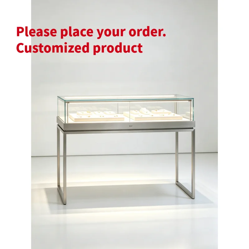 custom.Customized Eco-Friendly Durable Luxury Glass Jewelry Display Cabinets LED Lighting Retail Stores Luxury Shopping Cent
