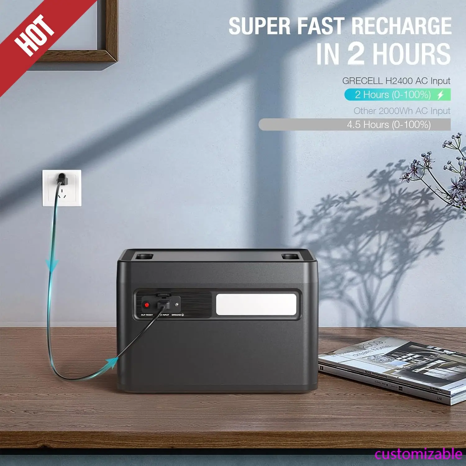 

Portable Power Station 2400W, 1843Wh LiFePO4 Solar Generator UPS Home Battery Backup Power w/4 2400W AC Outlets (4800W Peak)