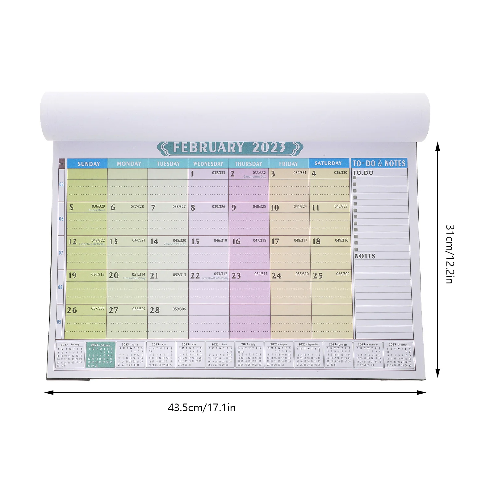 English Wall Calendar 2023 Thick Paper Simple Design Clear Print Monthly Planner Home Office Classroom Use Holiday Gift