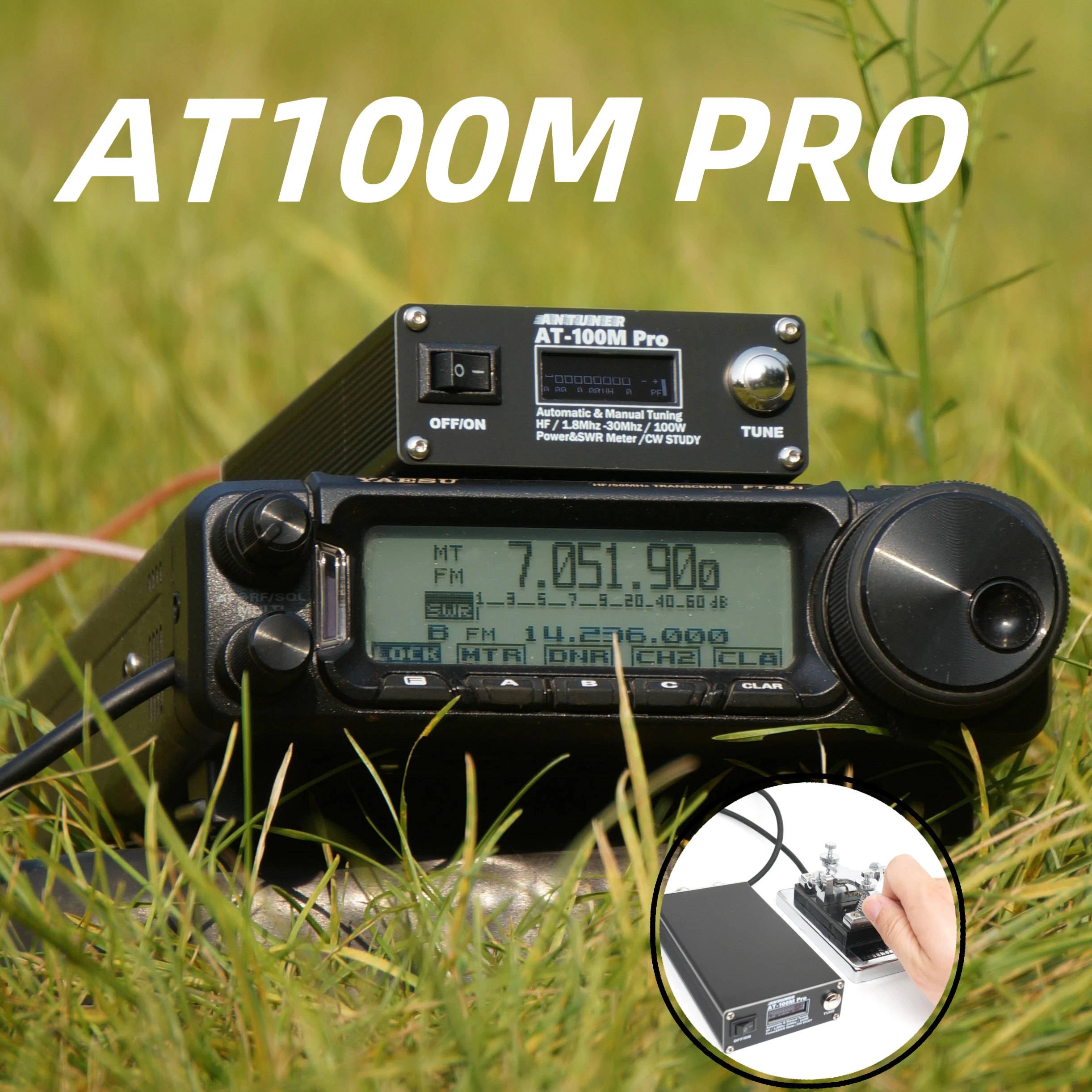 ANTUNER AT100M Pro 1.8mhz-30mhz 100W Antenna Tuner Support Morse Code Exerciser Standing Wave Meter Power Meter For HF Radio