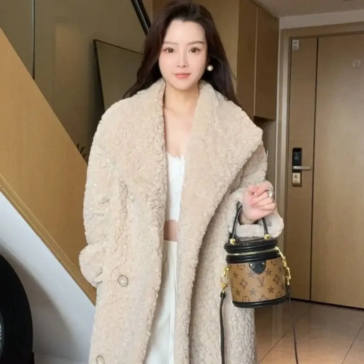 Fur Integrated Mid-Length Imitation Fur Jacket Autumn Winter New High-End Small Fragrance Style Loose Casual Long-Sleeved Top