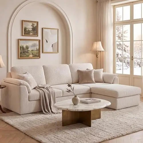 # Модульный диван-трансформер Sectional Couch Compressed Cloud с оттоманкой, обитый тканью, современный L-образный диван, 3-местный диван