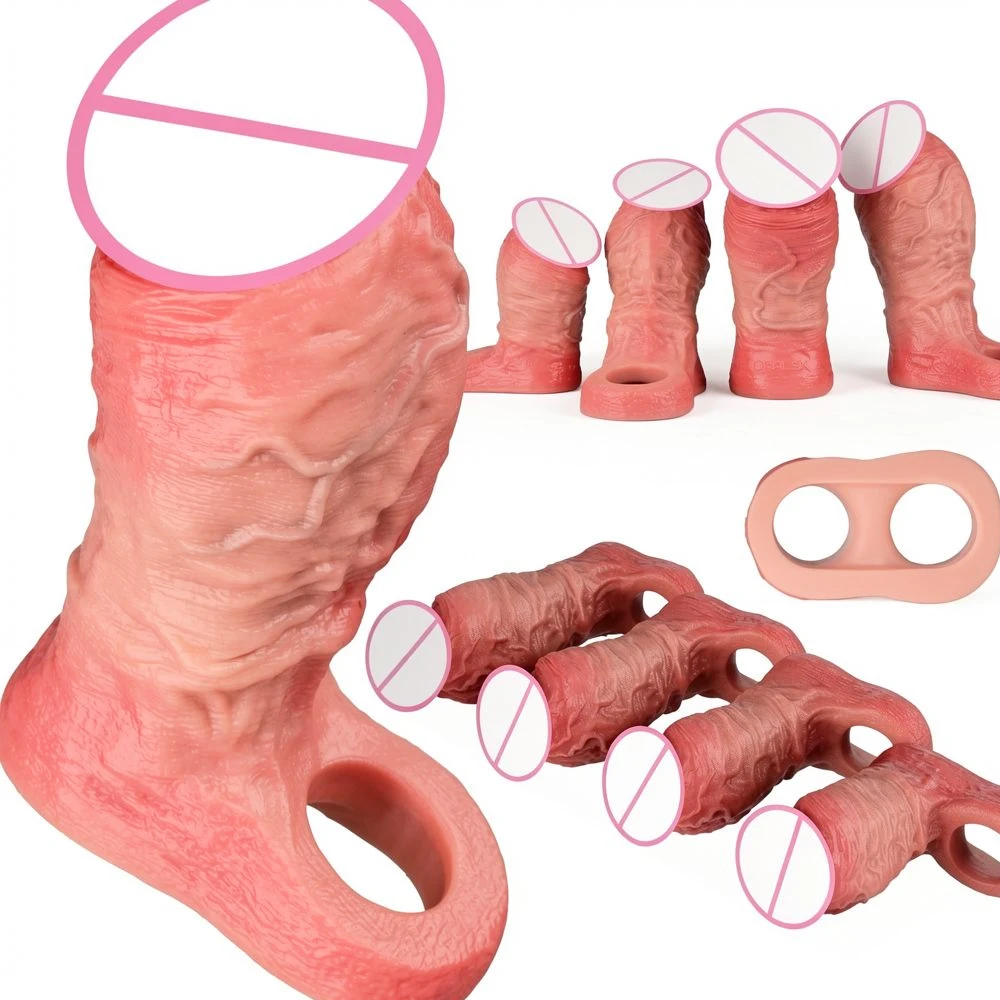 SXXY Realistic Penis Sleeve Silicone Cock Sleeve With Cock Ring Girth Enhancement Toy Reusable Intimate Enhancer For Couples