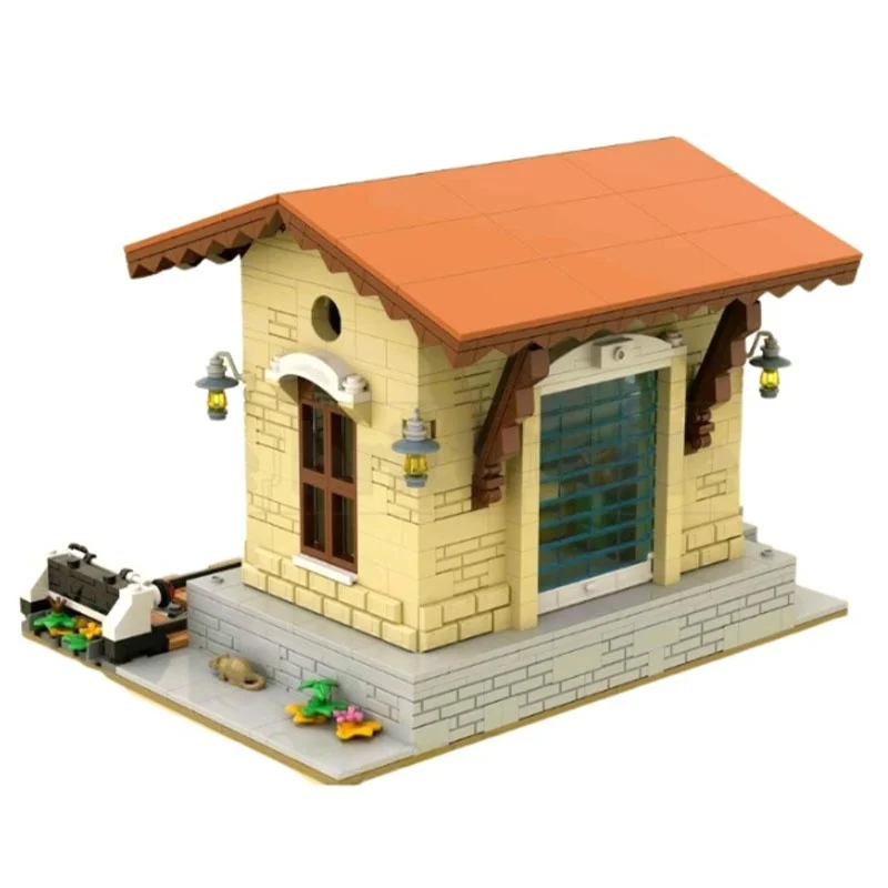 977 قطعة MOC مستودع السكك الحديدية نموذج مدرب ألعاب البناء كتل هدايا عيد الميلاد العمارة تجميع لتقوم بها بنفسك عيد ميلاد الإبداعية