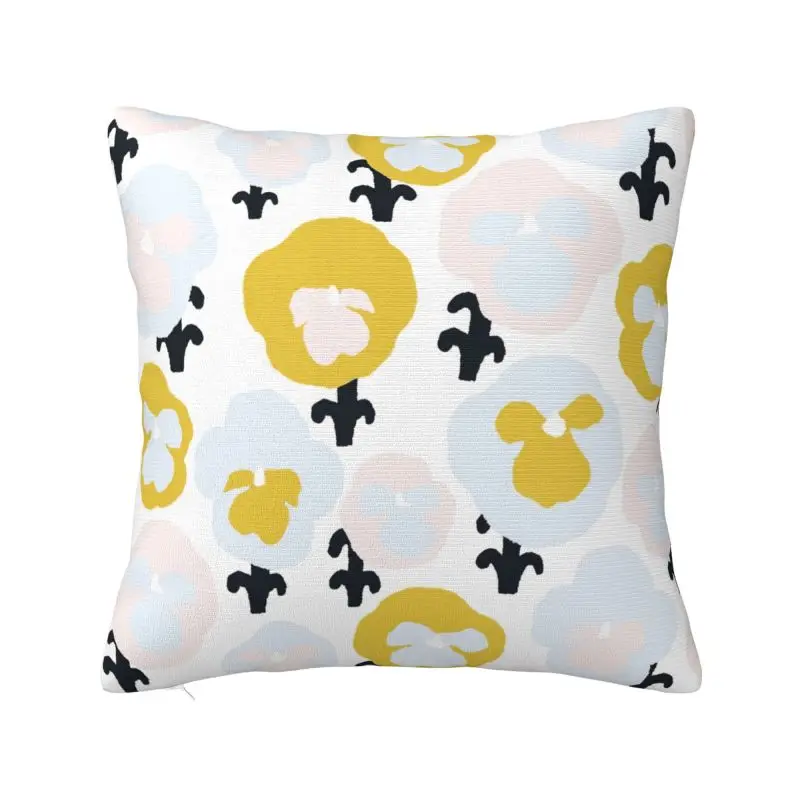 Custom Colorful Pansy Flowers Pattern Yellow Throw Pillow Case Nordic Cushion Cover Velvet Pillowcase