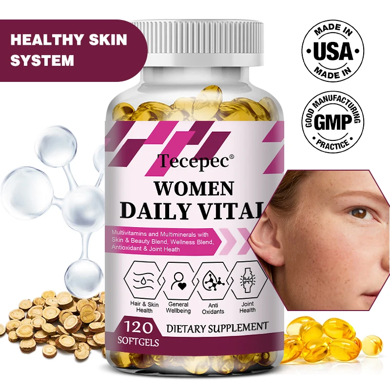 Women's Daily Multivitamin & Mineral Capsules, Antioxidant, Supports Immune Health, Energy, Hair Skin Nails & Heart Health