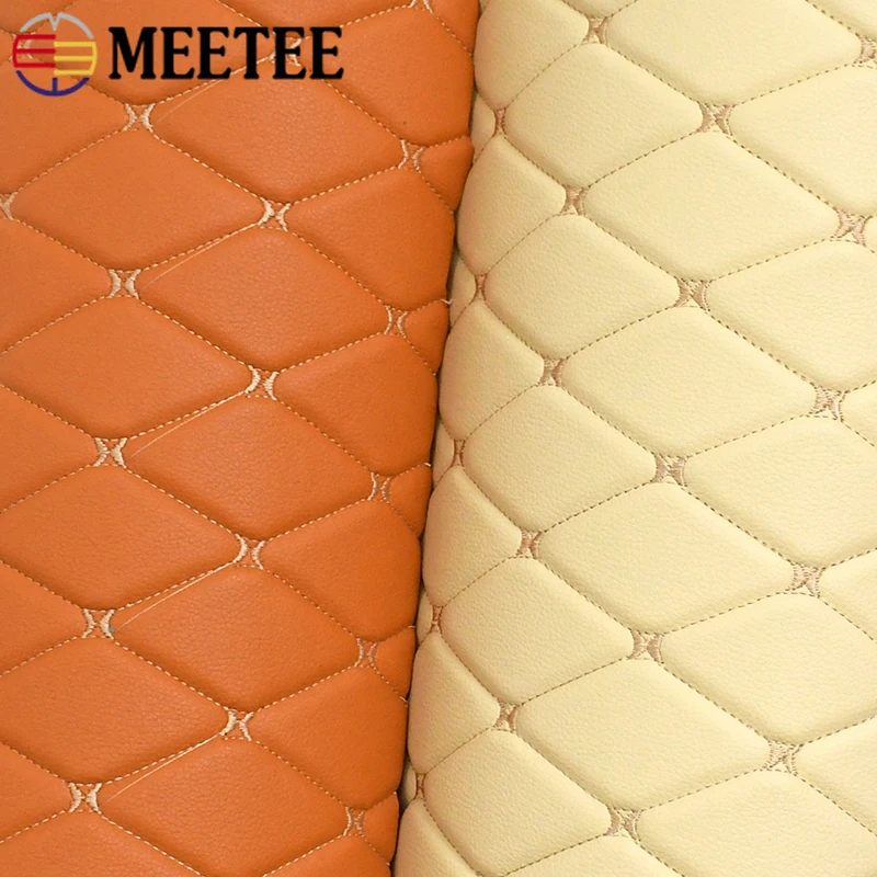 45/90*160cm Special Offer Embroidered Plaid Fabric Sponge Interlayer Leather Fabrics for Car Interior Seat Cushion Decorations