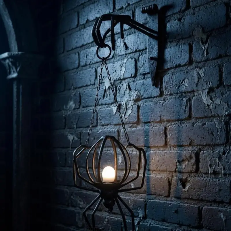 Spinnen-Wandleuchte, hängende Kerzenhalter-Dekorationen mit Gothic-Thema, dunkle Kettenverzierung für – Detail 8