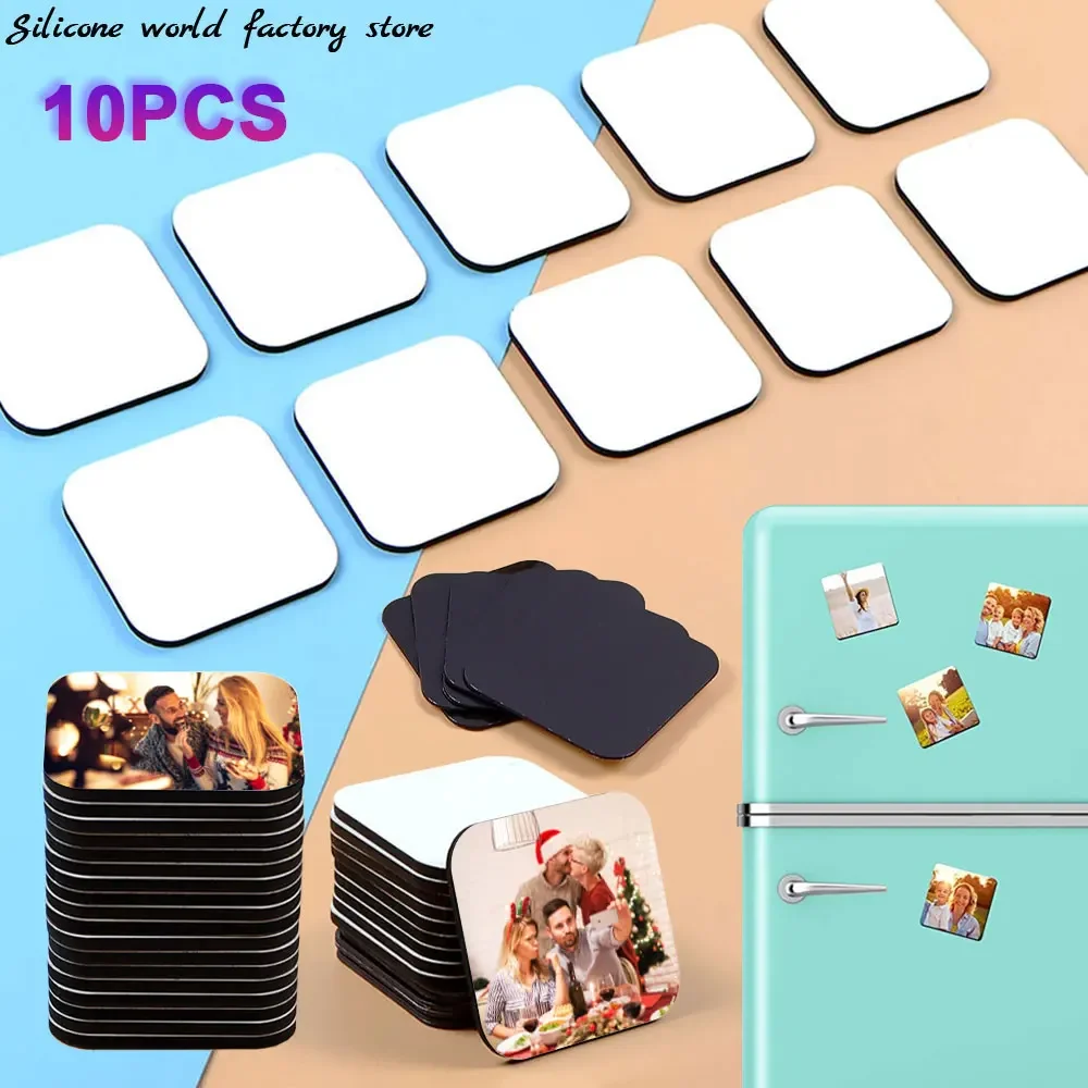 Silicone World 10PCS Sublimation Blanks Refrigerator Magnets Heat Transfer Printing Fridge Sticker for DIY Kitchen Office Decor