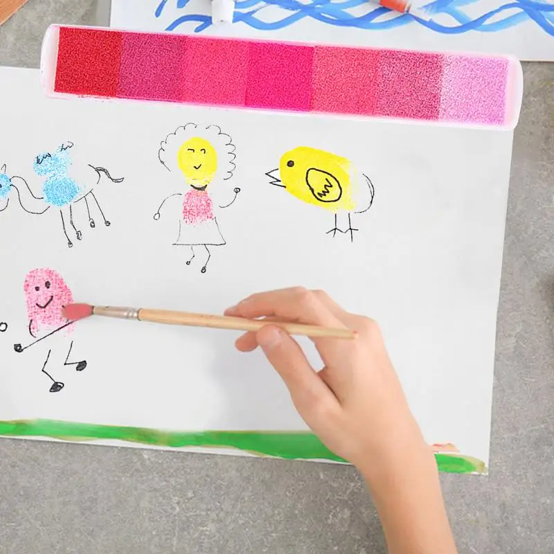 แผ่นหมึกสำหรับงานฝีมือแผ่นหมึกพิมพ์7สีสำหรับงานประดิษฐ์ทำมือแผ่นหมึกสีรุ้งสำหรับทำบัตรสมุดเก็บภาพตัวอักษรไดอารี่อัลบั้ม