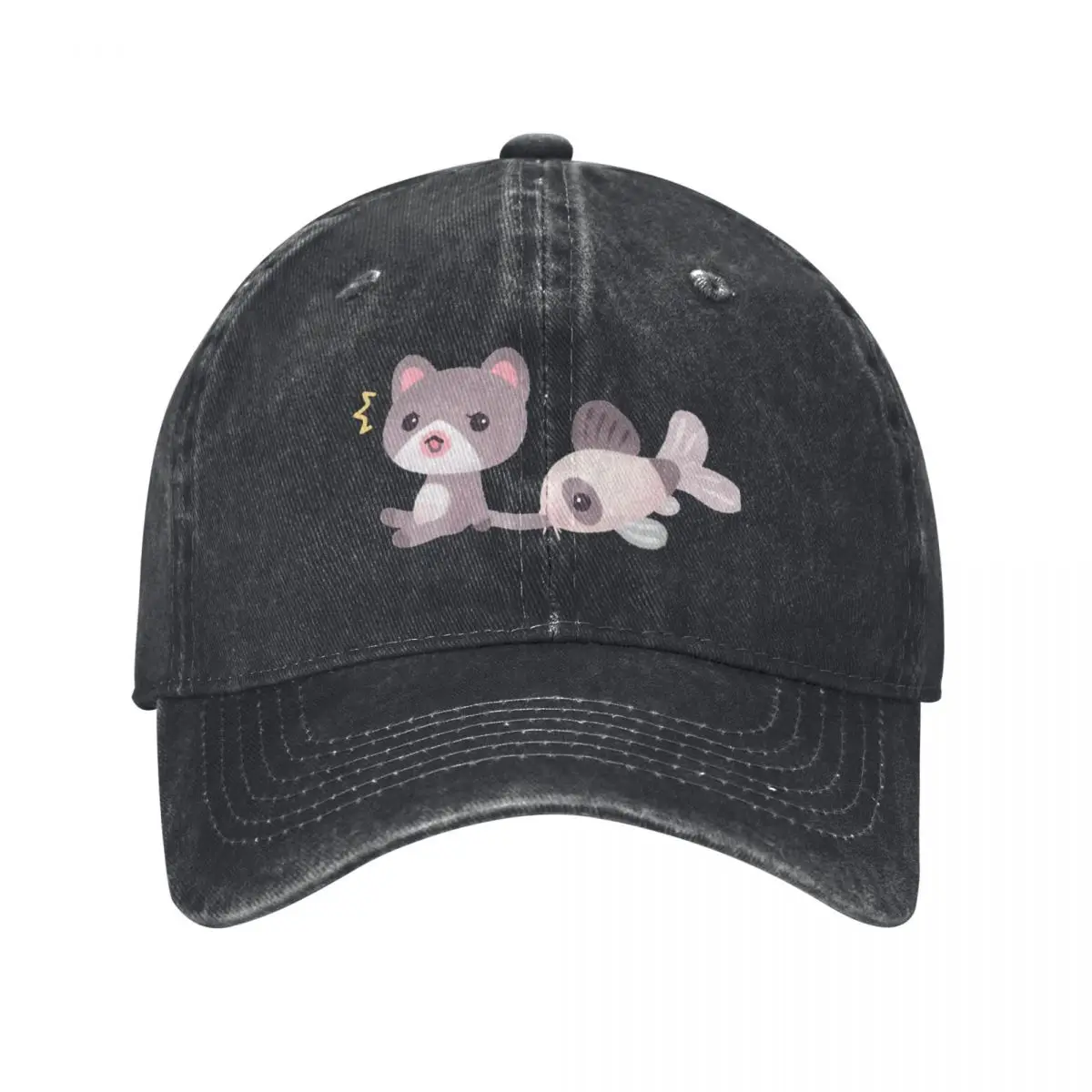 

Cat and catfish Baseball Cap Trucker Hat Golf Wear derby hat Hats Man Women's