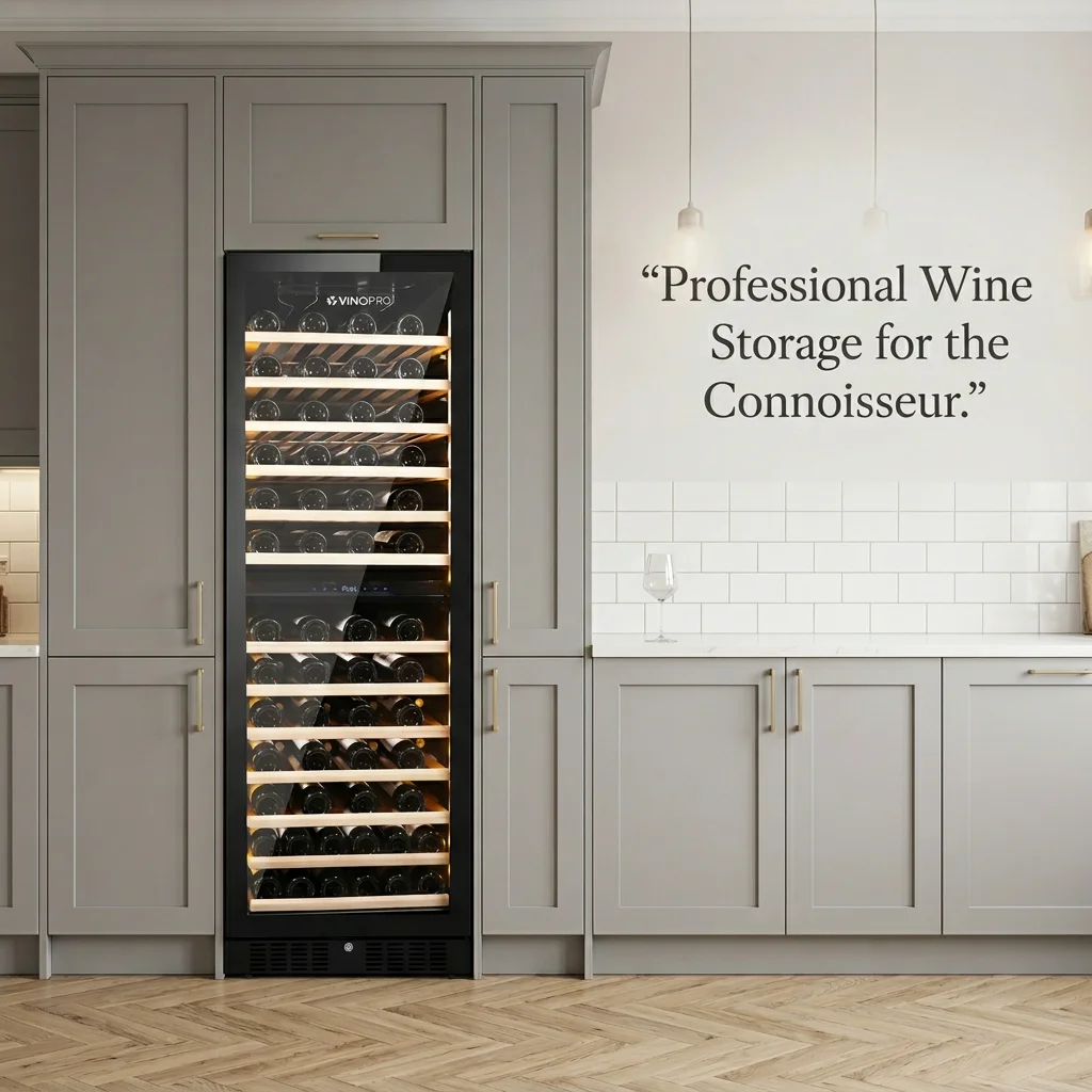 Wine Cooler Fridge 108 Bottle, Dual Zone 330L Stainless Steel Glass Compressor Wine Cellar, Refrigerator for Home
