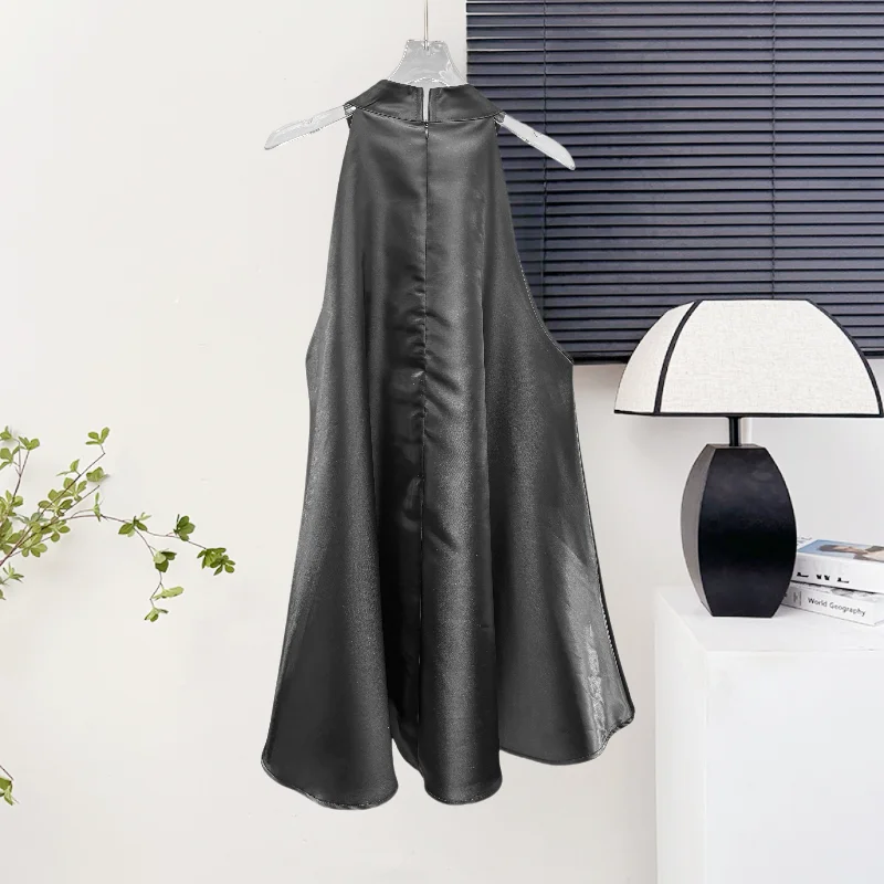 Nouveau, été, européen, vêtements, une ligne Mini, robe, femmes, Chic, Sexy, épissé, fleurs tridimensionnelles, diamants, sans manches, hauts, 55061