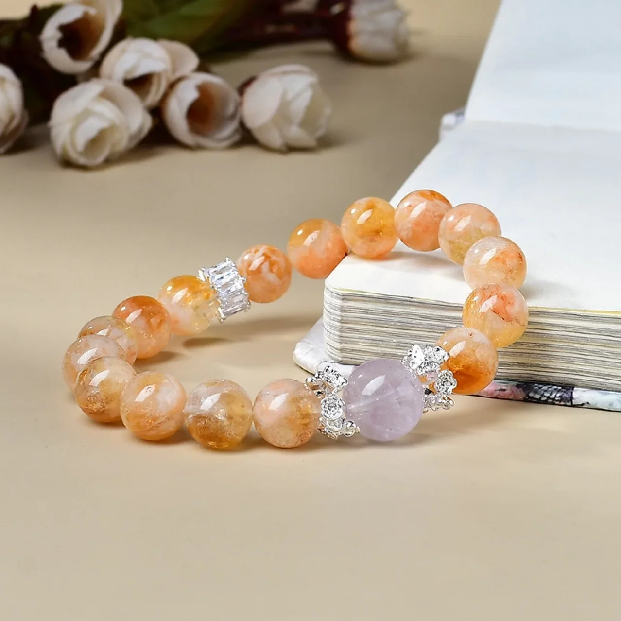 

Natural Yellow Tower Crystal Amethyst Bracelet, New Chinese Style, Fashion, Original Design, Ladies Lucky Bracelet