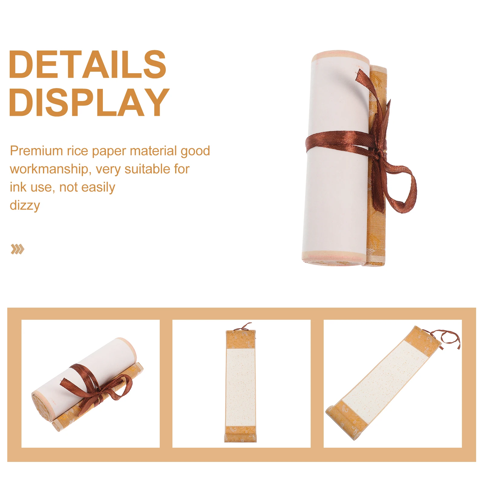 

1pc Blank Small Scroll Chinese Painting Paper Hanging Wall Calligraphy Traditional Couplet Scrolls Premium Rice Material Good