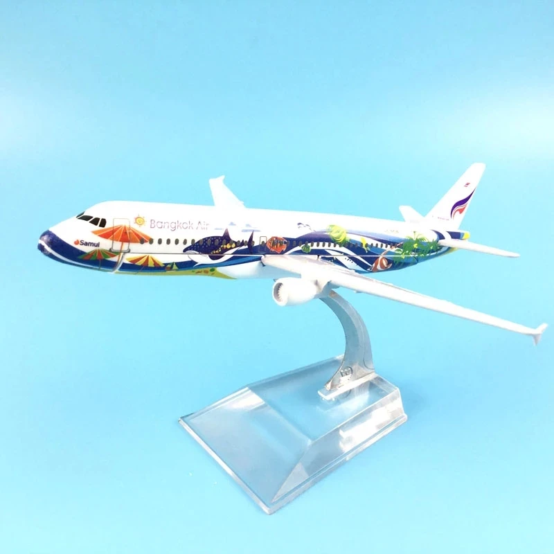 16cm Alloy Metal Thailand Thai Bangkok Air Airlines Airbus 320 A320 Airways Plane Model Aircraft Airplane Model w Stand