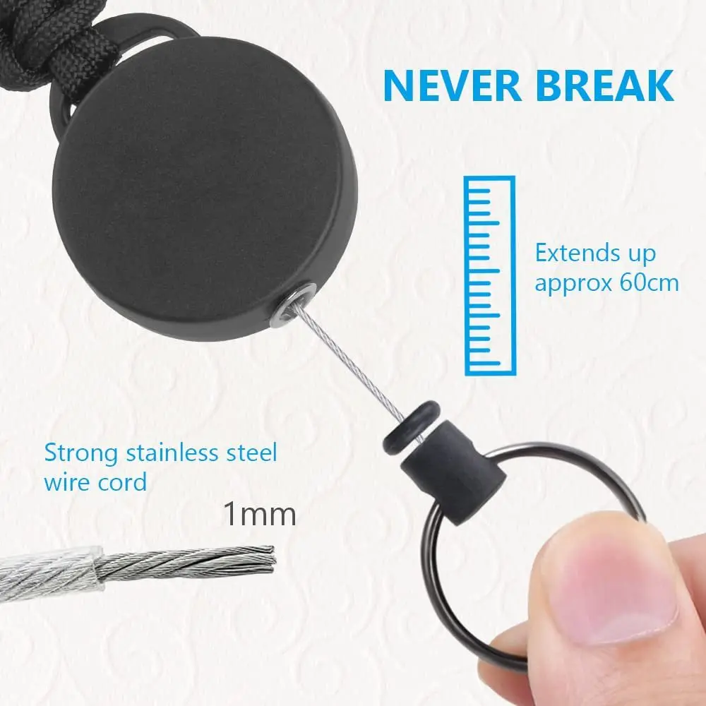 1pc Key Ring Clip Retractable Pull Key Ring Chain Reel Extendable Belt Reel ID Lanyard Name Tag Card Badge Holder