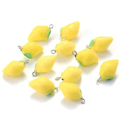 10Pcs/Pack Charms Resin Pendants Cute Fruit Lemon Shape Pendants For DIY Jewelry Making Earring Keychain Bracelet Accessories