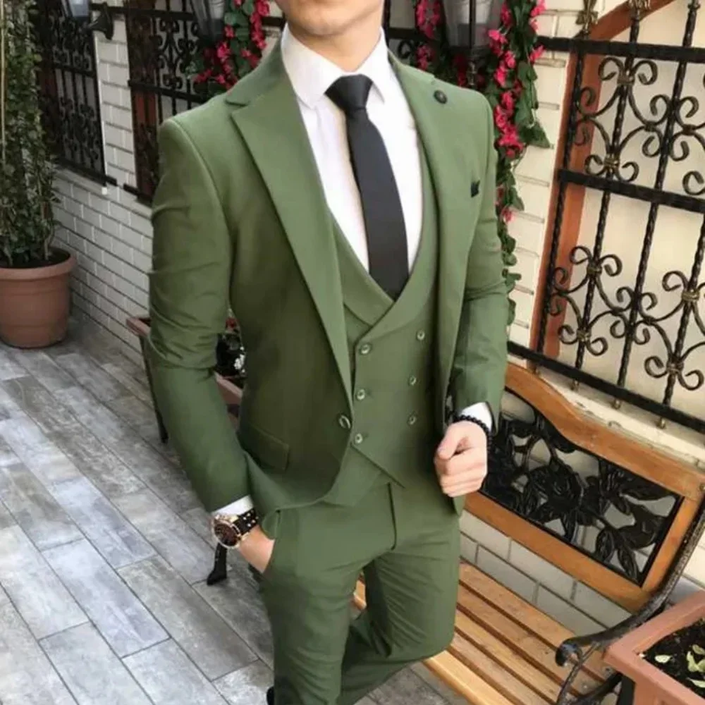 

Jacket Vest Pants XS-6XL Solid Color Men's Formal Business Office Suit Groom Wedding Party Blazer Waistcoat Trousers Tuxedo