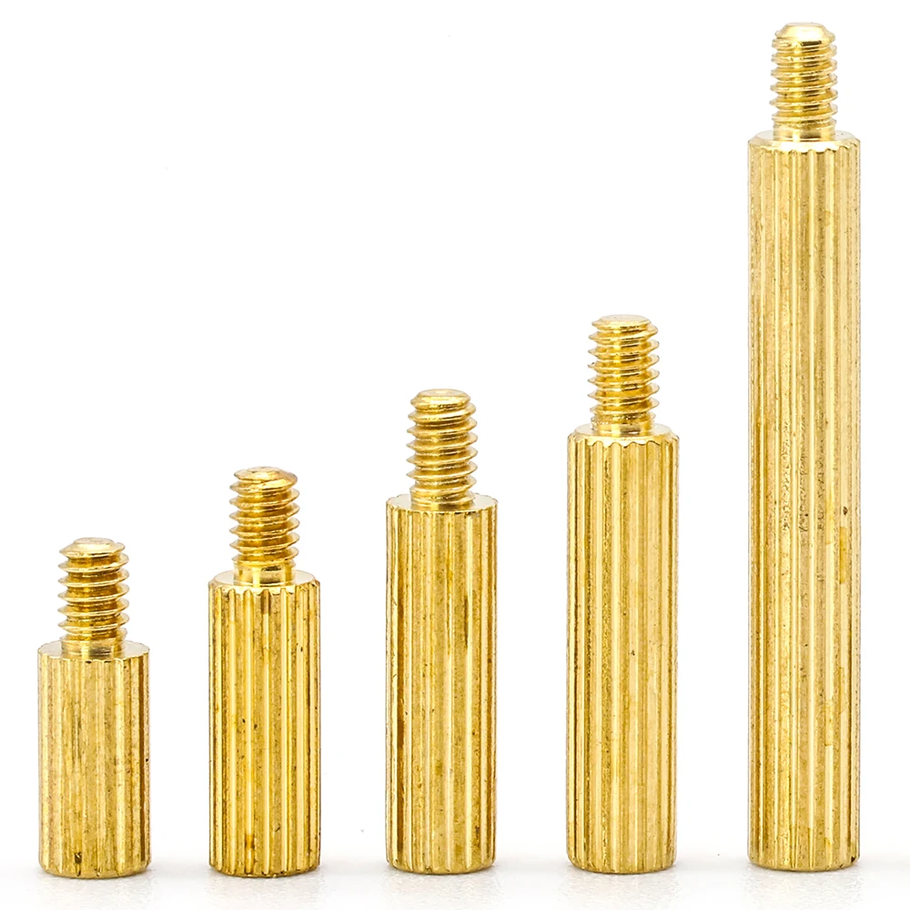 20pcs Brass Male Female Round Knurled Standoff Spacer M2 Length 2-40mm Copper Round Standoff Spacer Support Pillar Column