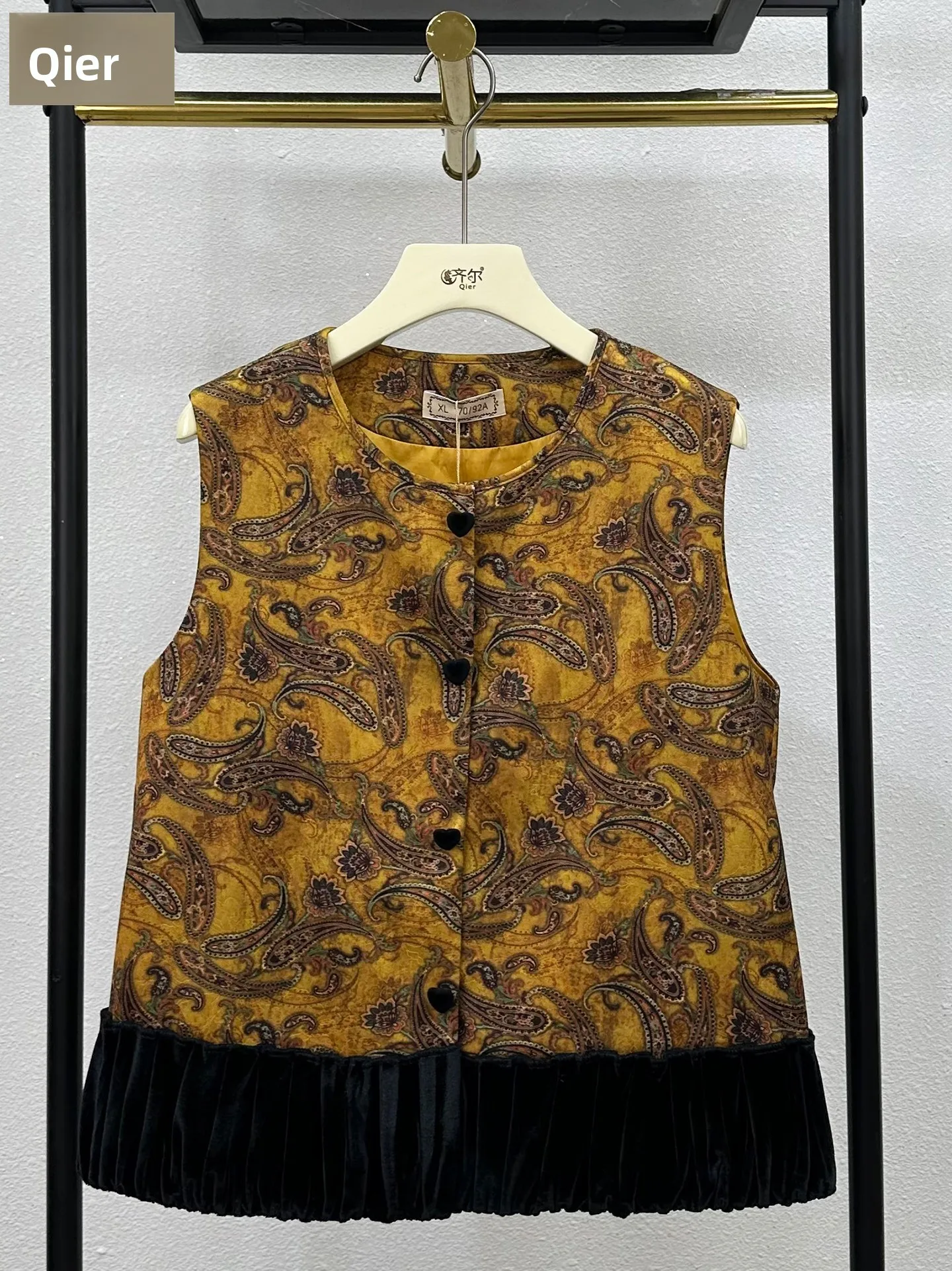 

Autumn New Sle Loose Fit Velvet Patchwork Tank Top Women's Svel Silk Satin Embroidery Chinese Sle Outerwear Vest