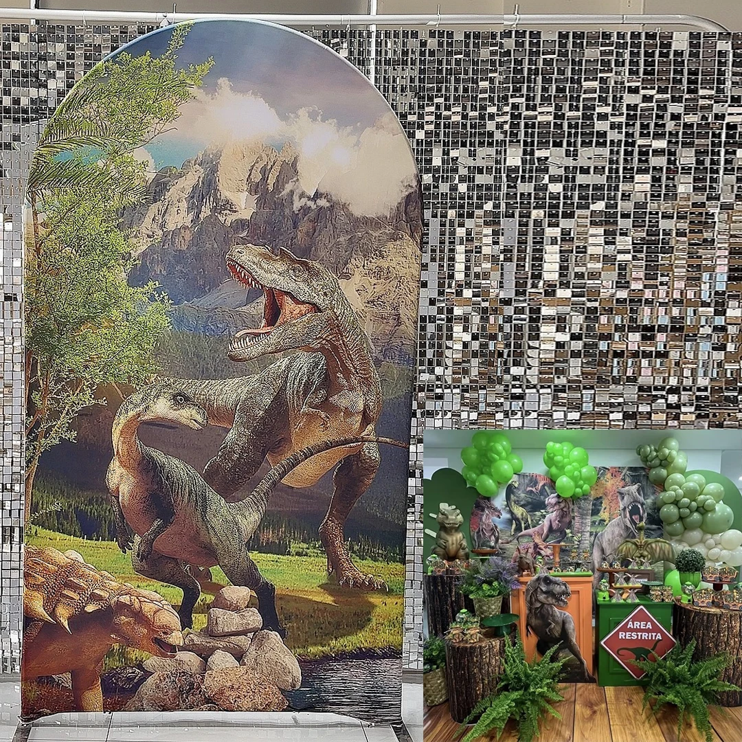 Dinosaur Arched Backdrop Covers Jungle Theme Stretchy Arch Stand Cover for Birthday Baby Shower Party Decoration GX-265