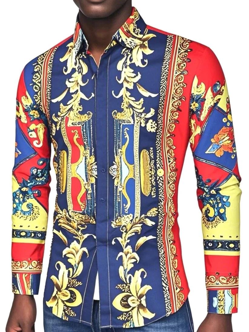 

Шелковистый мужской кардиган Slim Fit с длинными рукавами, в африканском этническом стиле, с принтом, не требующий глажки, молодежный, модный, трендовый