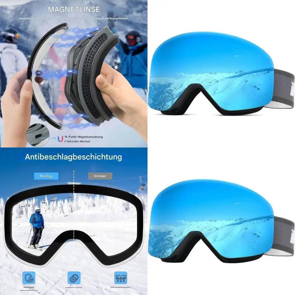 Interchangeable Lens Ski Goggles with UV Protection for All Ages