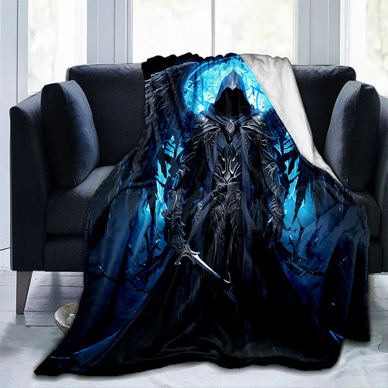 Customize 1pc Cozy Night Reaper Print Blanket - Lightweight Flannel Throw For Sofa, Bed, Travel, Camping, Living Room, Office, C