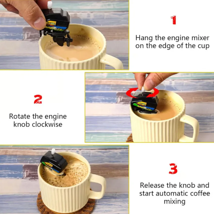 Mini-Bootsmotor, Kaffeerührer, Neuheit, lustiger Getränkemixer, kreatives Küchenhelfer für Kaffee, Tee, Cocktail, für Zuhause, Bar-Zubehör – Detail 3