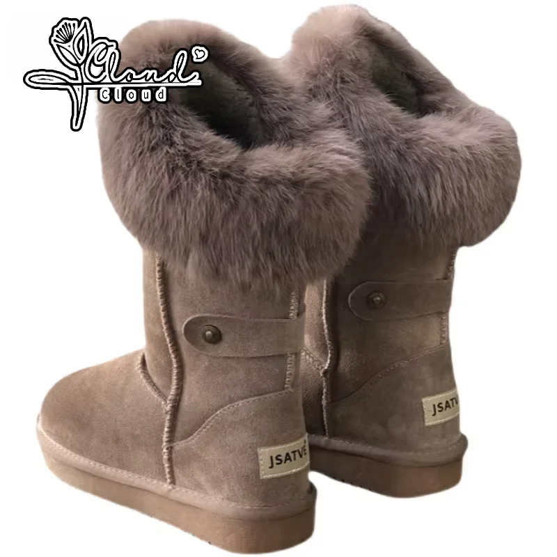 

Boots Female 2024 Winter New Fashion Platform Snow Boots Women Solid Round Toed Warm Plush Cotten Shoes Size 42 Ankle Boots