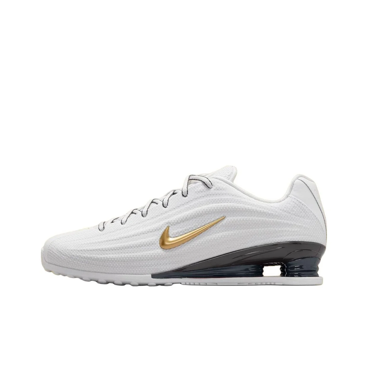 Nike SHOX Z, Zapatillas Casuales Transpirables de Caña Baja para Mujer, Blanco y Dorado, HQ7540-100