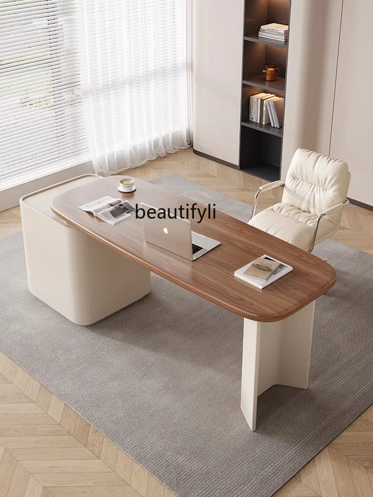 Walnut Solid Wood Desk Light Luxury Modern Designer Study Small Apartment Italian Minimalist Desk