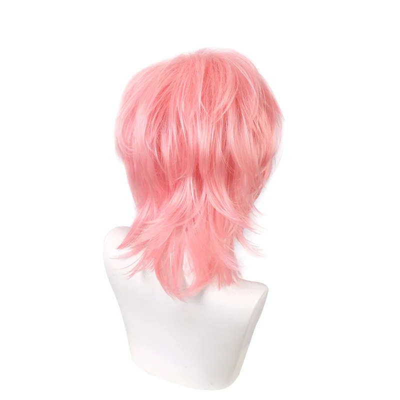 コスプレウィッグ コスプレイヤー用 高坂レンジロー ショートピンクヘア 高温耐性シルクコスプレウィッグ