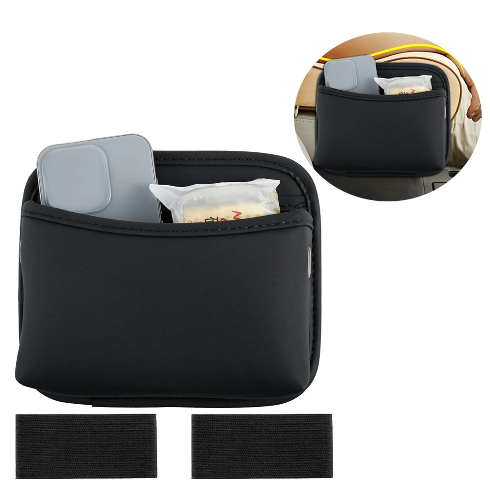 Car Seat Side Storage Pocket Leather Car Seat Gap Filler Velcro Organizer Box Waterproof Multifunctional Console Side StorageBag