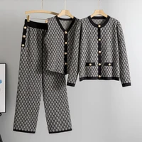 Knited 3 Piece Sets Elegant Women Long Sleeve Sweater Coat Single Breasted Knit Vest Trousers 2026 New - Image 5