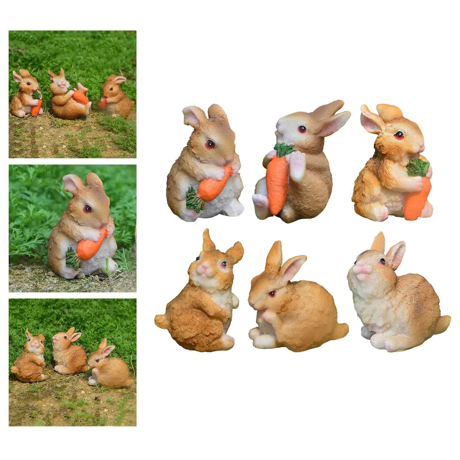 

3 Pieces Fairy Garden Statues Bunny for Flowerpot Planter Potted Ornament
