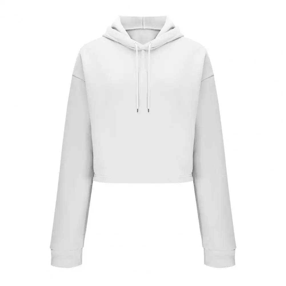 Women Slim Fit Cropped Hoodie Long Sleeve Waist Fitted Figure Hugging Sculpted Stylish Drawstring Pullover Fall Casual Wear