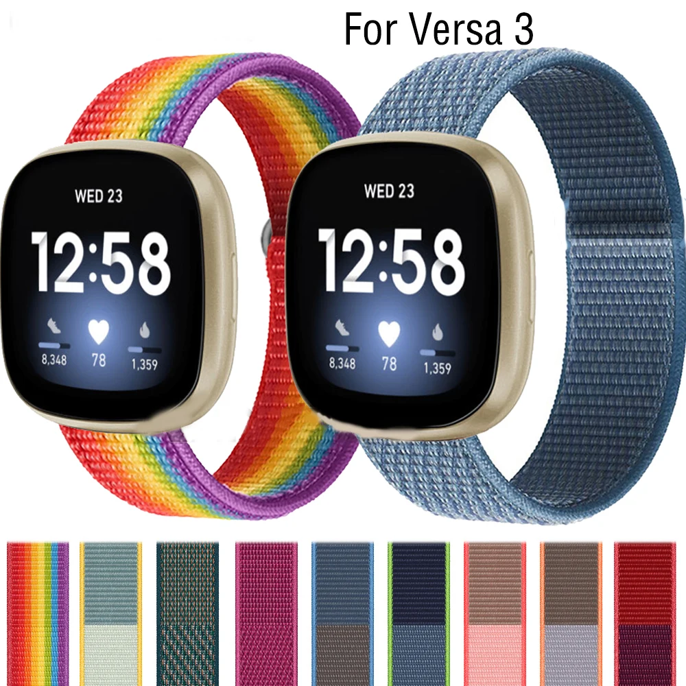 สายรัดผ้าไนลอนแบบใหม่สำหรับ Fitbit Versa 4 3 SENSE 2 STRAP smartwatch สายรัดข้อมือสำหรับเล่นกีฬาของผู้หญิง