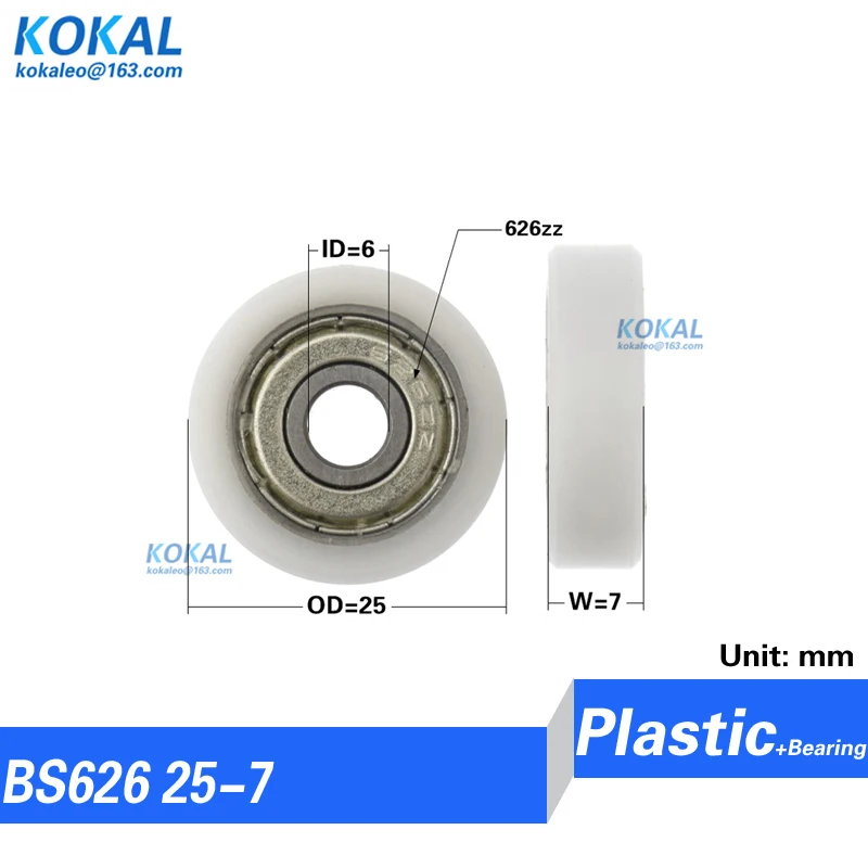 [F0624-10] 1 cái/lốc phẳng loại 626zz 626 bóng mang tráng với POM PA Nylon nhựa bánh xe ròng rọc không -tiêu chuẩn ròng rọc mang