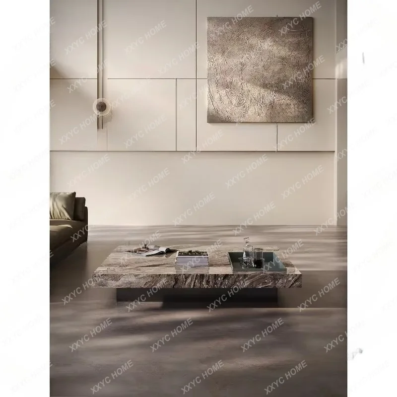 XX Pure natural marble coffee table Venice brown luxury stone coffee table square light luxury coffee table